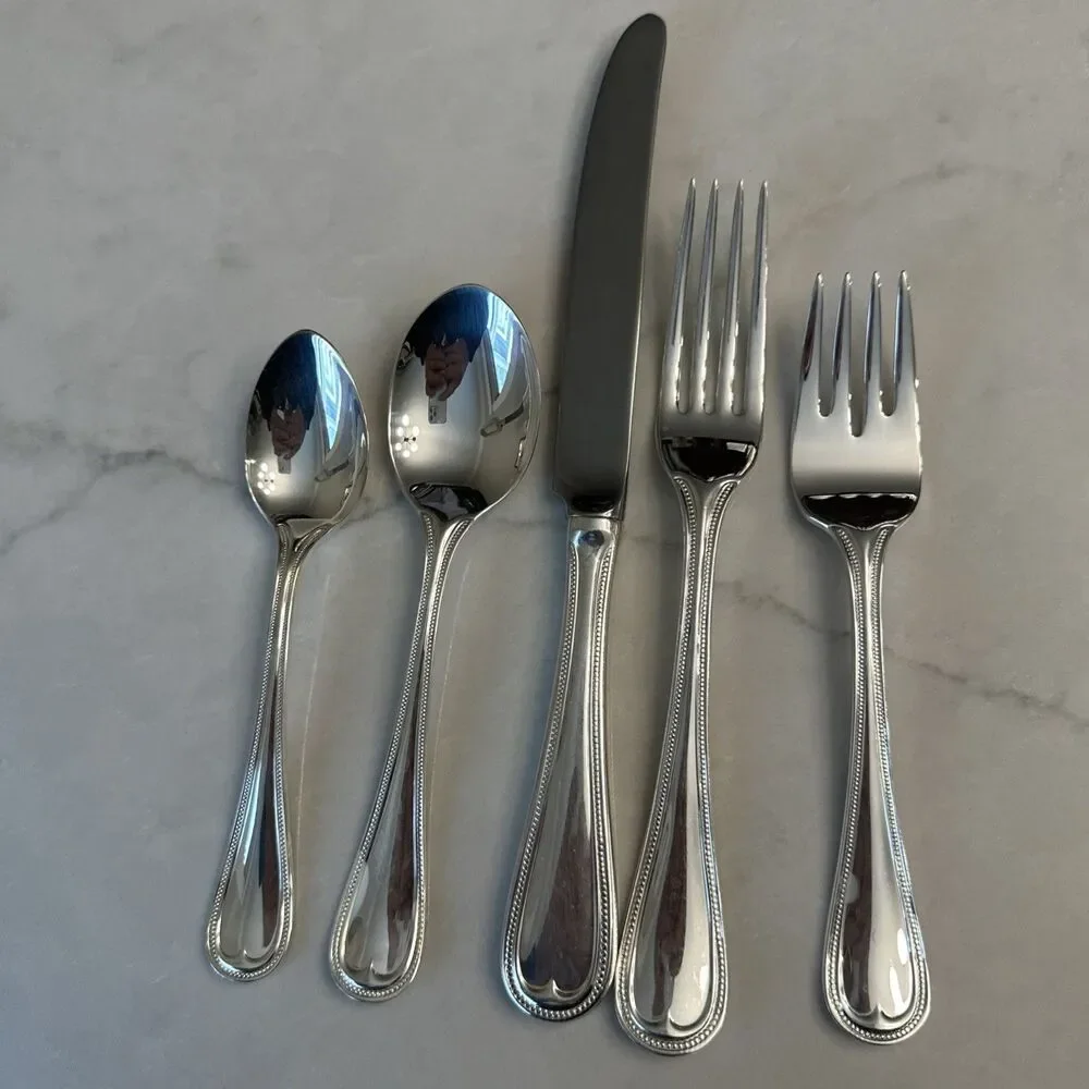 Reed & Barton Beaded English Gentry Silverplate 5 piece place setting fork knife